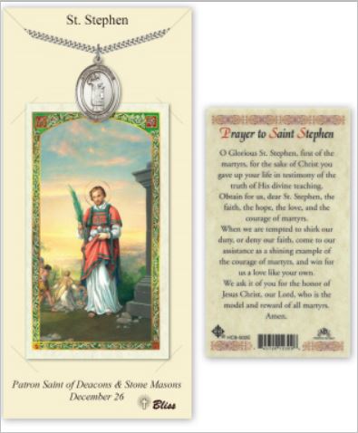 St. Stephen Pewter Medal with Laminated Prayer Card, # 67467
