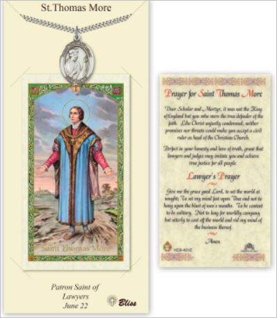 St. Thomas More Pewter Medal with Laminated Prayer Card, # 67469