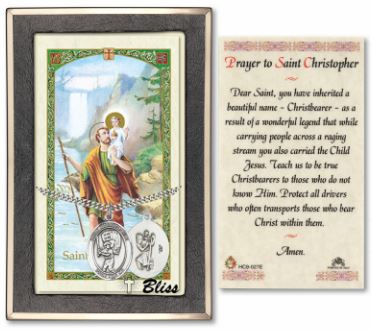 Baseball / St. Christopher Medal with Prayer Card, 1" Sterling Silver, # 67472