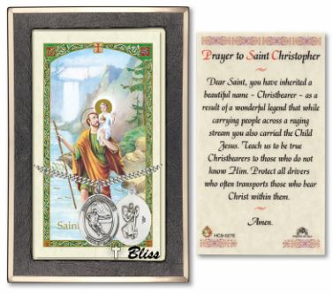 Hockey / St. Christopher Medal with Prayer Card, 1" Sterling Silver, # 67476