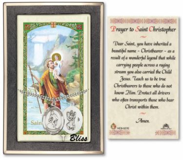 Wrestling / St. Christopher Medal with Prayer Card, 1" Sterling Silver, # 67480