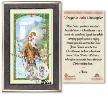 Track (male image) / St. Christopher Medal with Prayer Card, 1" Sterling Silver, # 67481