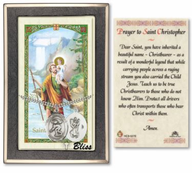 Swimming / St. Christopher Medal with Prayer Card, 1" Sterling Silver, # 67483