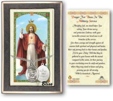 Army / St. Michael Medal with Prayer Card, 1" Sterling Silver, # 67486