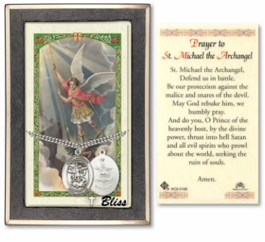 Army / St. Michael Medal with Prayer Card, 1" Sterling Silver, # 67487