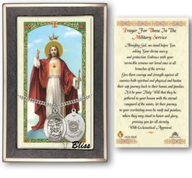 Coast Guard / St. Michael Medal with Prayer Card, 1" Sterling Silver, # 67488