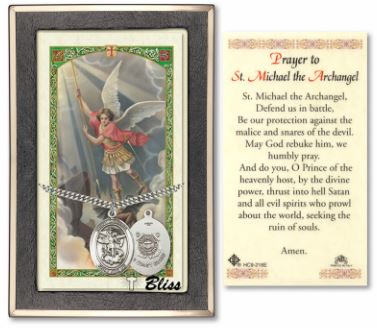 Coast Guard / St. Michael Medal with Prayer Card, 1" Sterling Silver, # 67489