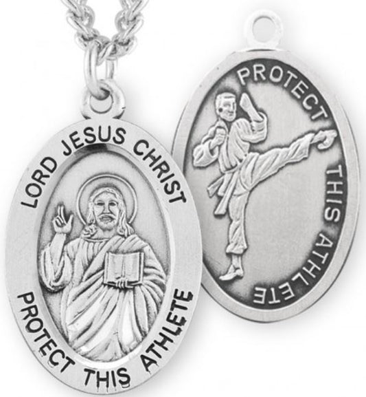 Christ / Martial Arts Medal, 15/16" Oval, Your Choice of Chain, # 6748