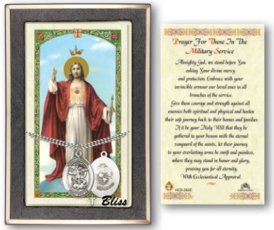 Marine Corps / St. Michael Medal with Prayer Card, 1" Sterling Silver, # 67490