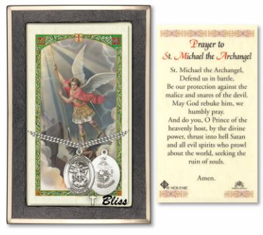 Marine Corps / St. Michael Medal with Prayer Card, 1" Sterling Silver, # 67491