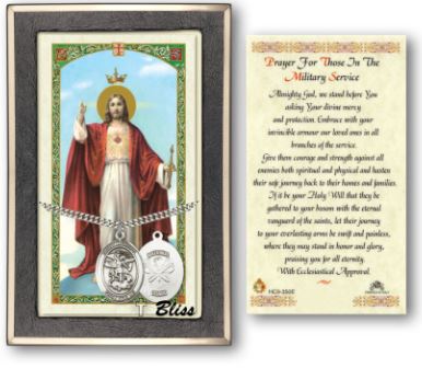 National Guard / St. Michael Medal with Prayer Card, 1" Sterling Silver, # 67492