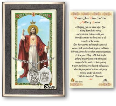 Navy / St. Michael Medal with Prayer Card, 1" Sterling Silver, # 67494