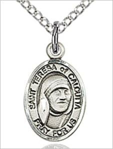 Saint Teresa of Calcutta Charm Medal, Fine Pewter, 1/2", Your Choice of Chain, # 10539