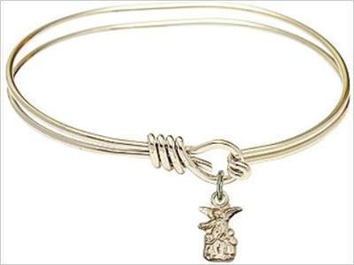 Oval Eye Hook Bangle Bracelet, 5-3/4", Hamilton Gold Finish, Angel Charm, # 67579