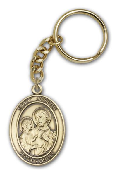 Keychain, St. Joseph & Child, Bronze Oxide Finished Pewter, 1-3/8" Medal, #98877