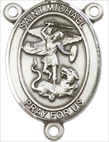 St. Michael Rosary Center, Sterling Silver, 3/4", # 67606