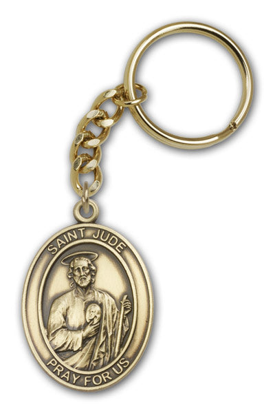 Keychain, St. Jude, Bronze Oxide Finished Pewter, 1-3/8" Medal, #98881