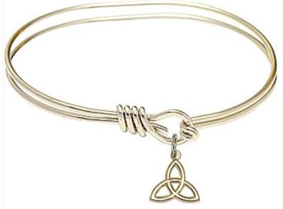 Oval Eye Hook Bangle Bracelet, 6-1/4", Hamilton Gold Finish, Trinity Knot Charm, # 67618