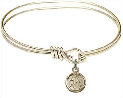 Oval Eye Hook Bangle Bracelet, 7", Hamilton Gold Finish, Guardian Angel Charm, # 67641