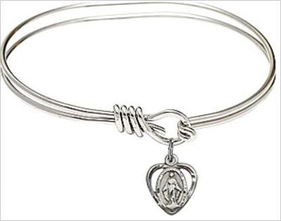 Oval Eye Hook Bangle Bracelet, 5-3/4", Rhodium Finish, Miraculous Charm, # 23824