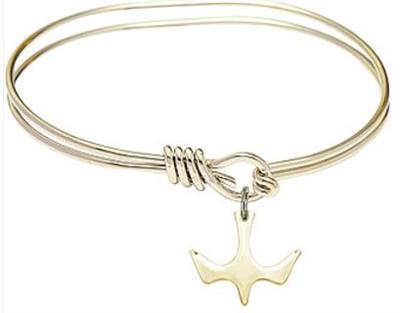 Oval Eye Hook Bangle Bracelet, 6-1/4", Hamilton Gold Finish, Dove Charm, # 67660
