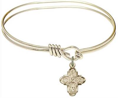 Oval Eye Hook Bangle Bracelet, 7", Hamilton Gold Finish, 4-Way Charm, # 67671