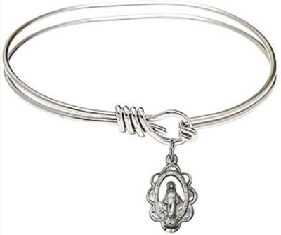 Oval Eye Hook Bangle Bracelet, 5-3/4", Rhodium Finish, Miraculous Charm, # 67679