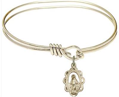 Oval Eye Hook Bangle Bracelet, 6-1/4", Hamilton Gold Finish, Miraculous Charm, # 67684