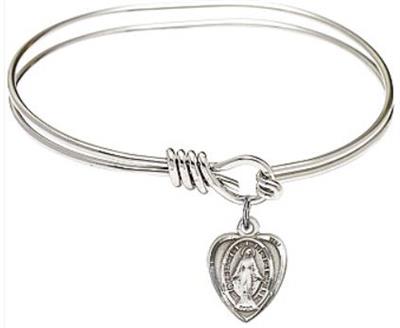 Oval Eye Hook Bangle Bracelet, 5-3/4", Rhodium Finish, Miraculous Charm, # 23828