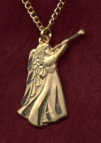 7/8" Trumpeter 14kt Gold Filled Angel Necklace, Your Choice of Chain # 6781