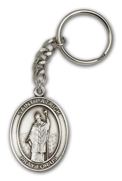 Keychain, St. Patrick, Silver Oxide Finished Pewter, 1-3/8" Medal, #98898