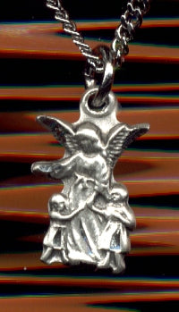 1/2" Petite Guardian Angel Medal in Sterling, Your Choice of Chain # 6786