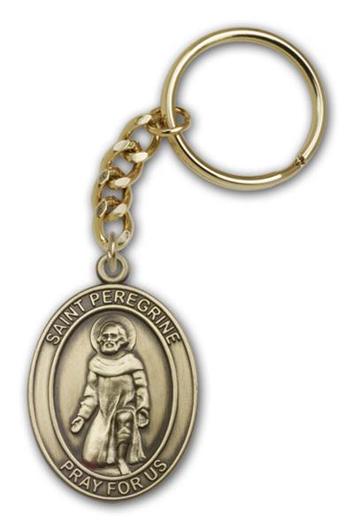 Keychain, St. Peregrine, Bronze Oxide Finished Pewter, 1-3/8" Medal, #98901