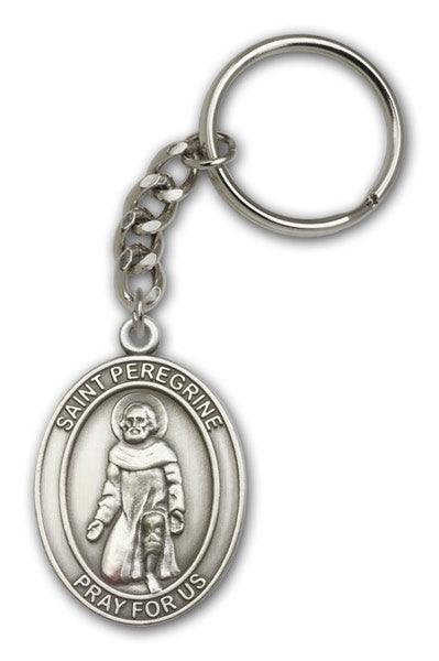 Keychain, St. Peregrine, Silver Oxide Finished Pewter, 1-3/8" Medal, #98900