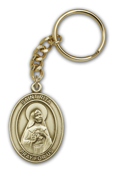 Keychain, St. Rita, Bronze Oxide Finished Pewter, 1-3/8" Medal, #98907