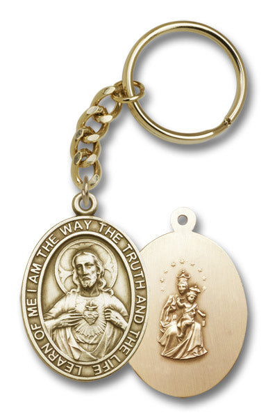 Keychain, Scapular Medal, Bronze Oxide Finished Pewter, 1-3/8" Medal, #98908