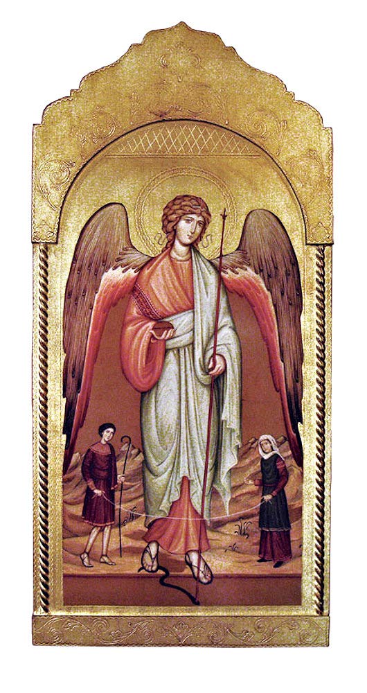 Archangel Raphael Florentine plaque, 21 x 45", Made in Italy, # 7388