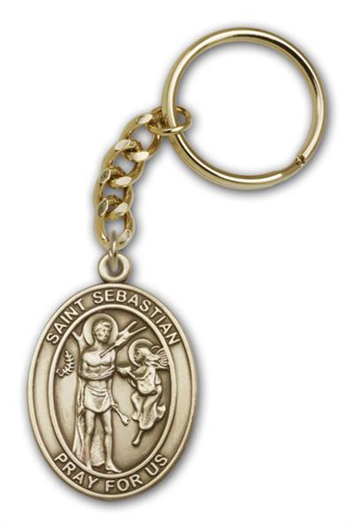 Keychain, St. Sebastian, Bronze Oxide Finished Pewter, 1-3/8" Medal, #98910