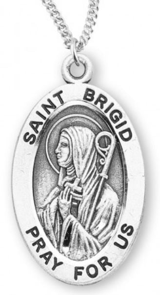 St. Brigid Sterling Silver Medal, 7/8", Your Choice of Chain, # 6801
