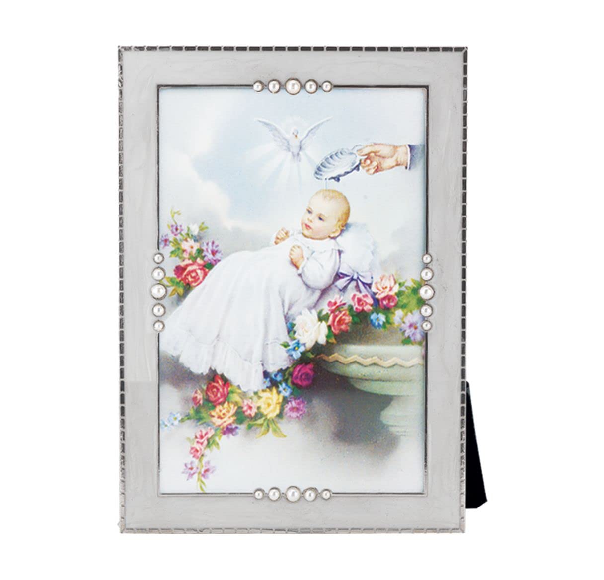Baby Baptism Pearlized Silver Plate 5"x7" Photo Frame # 29801