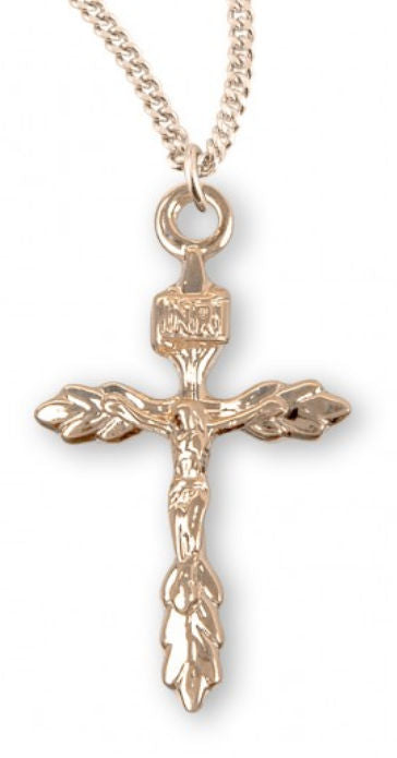 3/4" Polished Crucifix, 16kt Gold over Sterling Silver, Your Choice of Chain, # 68060||