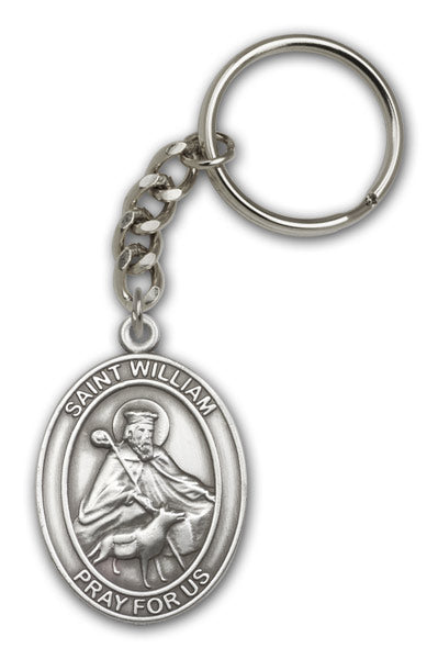 Keychain, St. William, Silver Oxide Finished Pewter, 1-3/8" Medal, #98911