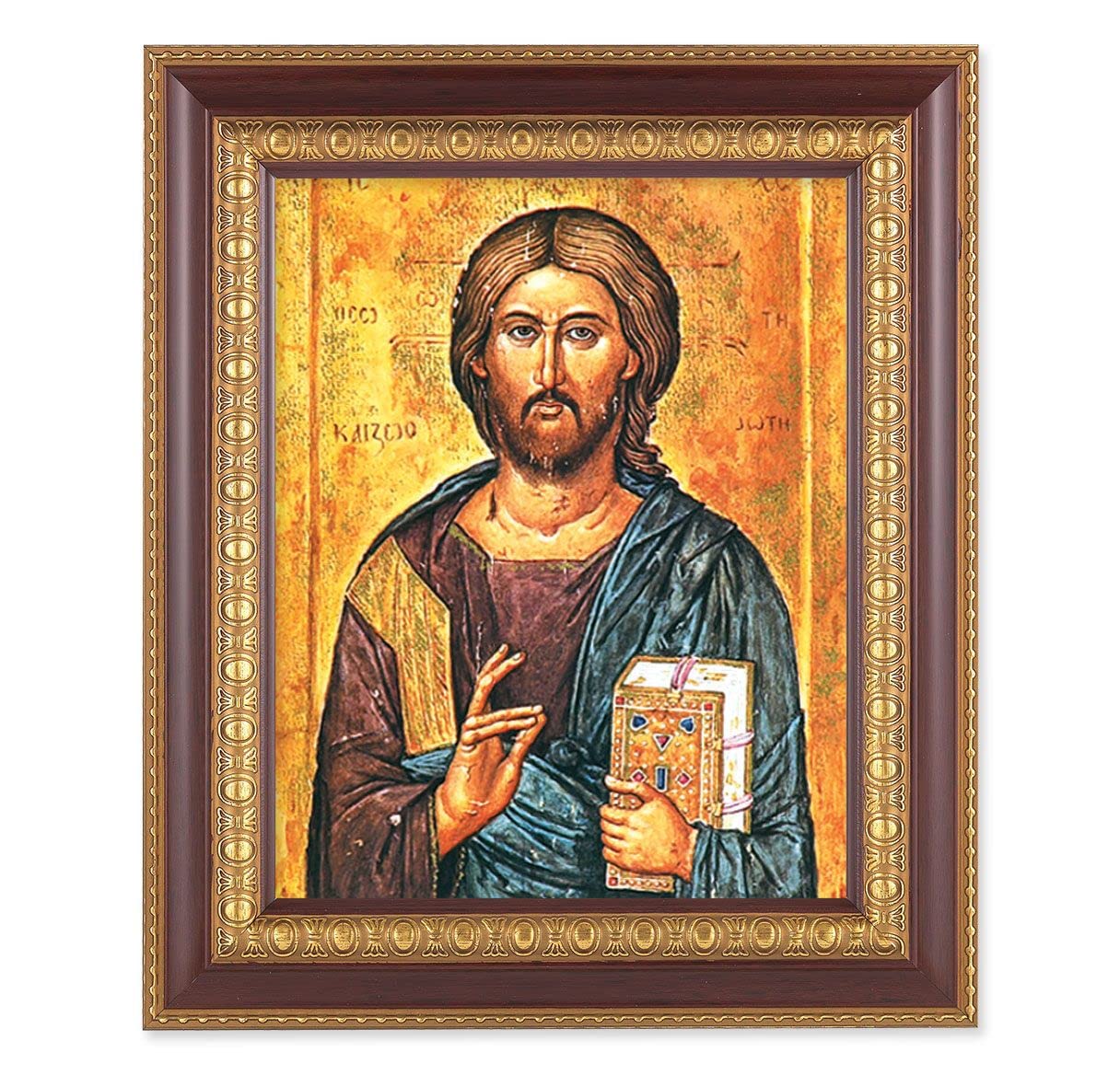 Christ The Teacher, 11-1/2"x13-1/2, Cherry Finish with Gold Egg & Dart Frame, Italian Print Under Glass # 25971