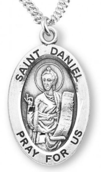 St. Daniel Sterling Silver Medal, 7/8", Your Choice of Chain, # 6866