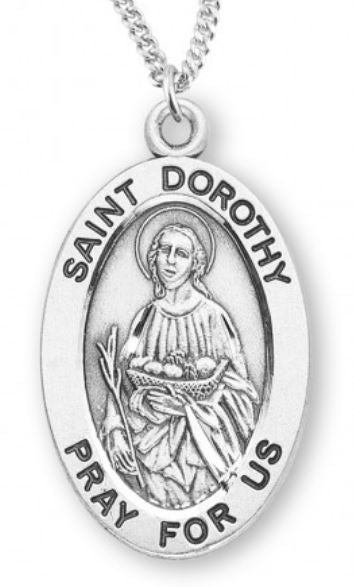 St. Dorothy Sterling Silver Medal, 7/8", Your Choice of Chain, # 6884