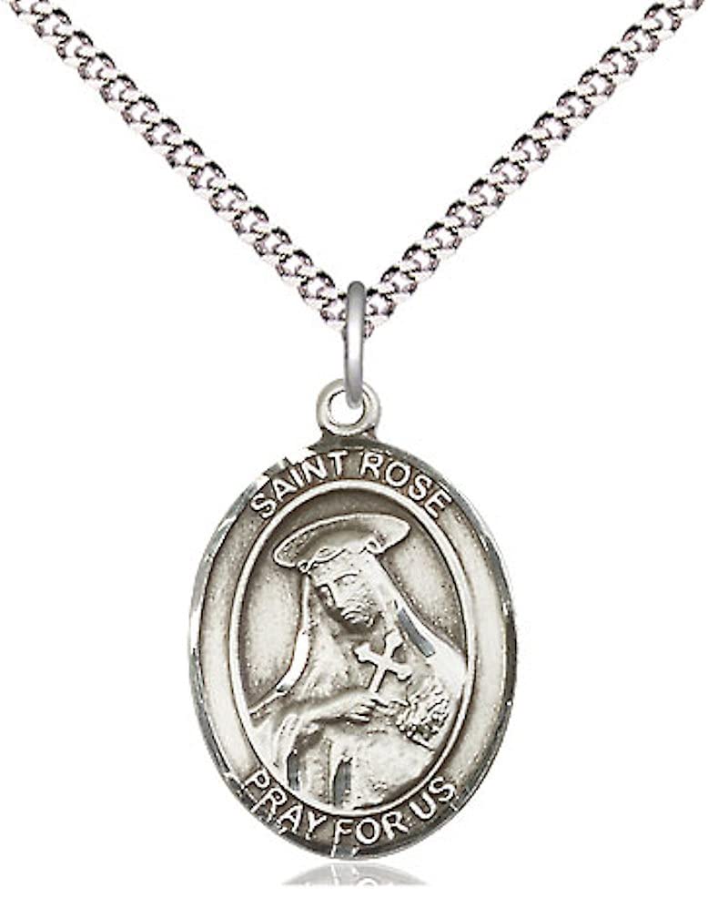 St. Rose of Lima Medal in Fine Pewter, 3/4" tall, Your Choice of Chain # 17227