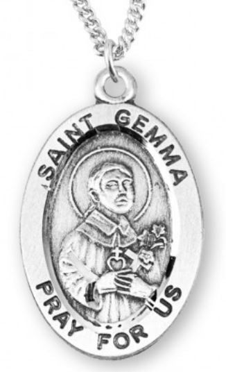 St. Gemma Galgani Sterling Silver Medal, 7/8", Your Choice of Chain, # 6926
