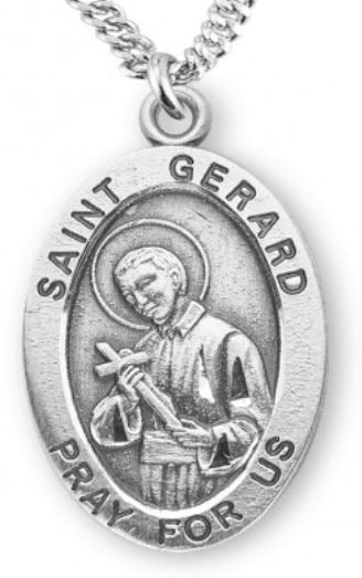 St. Gerard Sterling Silver Medal, 7/8", Your Choice of Chain, # 6930