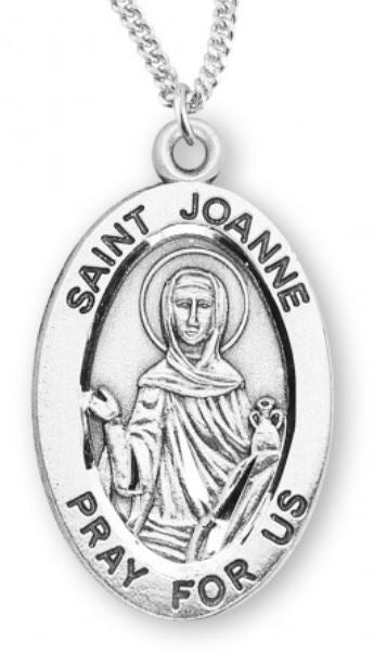 St. Joanne Sterling Silver Medal, 7/8", Your Choice of Chain, # 6942