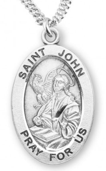 St. John the Apostle Sterling Silver Medal, 7/8", Your Choice of Chain, # 6944